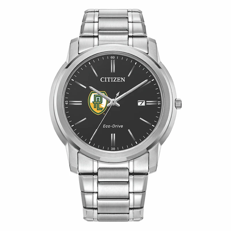 Men's Citizen Watch Silver Point Loma Sea Lions Eco-Drive Black Dial Stainless Steel Watch