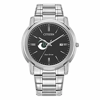 Men's Citizen Watch Silver Eckerd Tritons Eco-Drive Black Dial Stainless Steel Watch