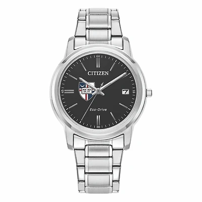 Women's Citizen Watch Silver Catholic University Cardinals Eco-Drive Black Dial Stainless Steel Watch