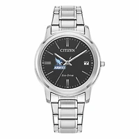 Women's Citizen Watch Silver RWU Hawks Eco-Drive Black Dial Stainless Steel Watch
