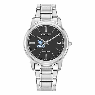 Women's Citizen Watch Silver RWU Hawks Eco-Drive Black Dial Stainless Steel Watch