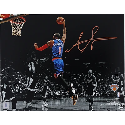 Amar'e Stoudemire New York Knicks Autographed 11" x 14" Spotlight Dunk Photograph - Signed in Orange
