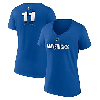 Women's Kyrie Irving Blue Dallas Mavericks Behind The Back Name & Number V-Neck T-Shirt
