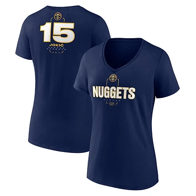 Women's Nikola Jokic Navy Denver Nuggets Behind The Back Name & Number V-Neck T-Shirt