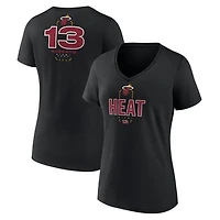 Women's Bam Adebayo Black Miami Heat Behind The Back Name & Number V-Neck T-Shirt