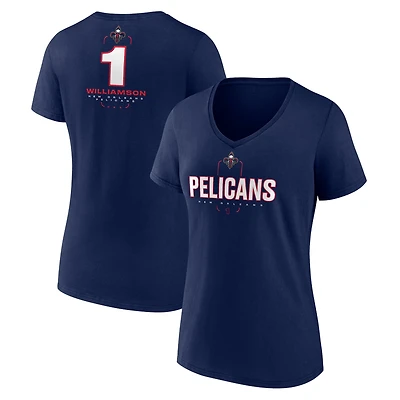 Women's Zion Williamson Navy New Orleans Pelicans Behind The Back Name & Number V-Neck T-Shirt