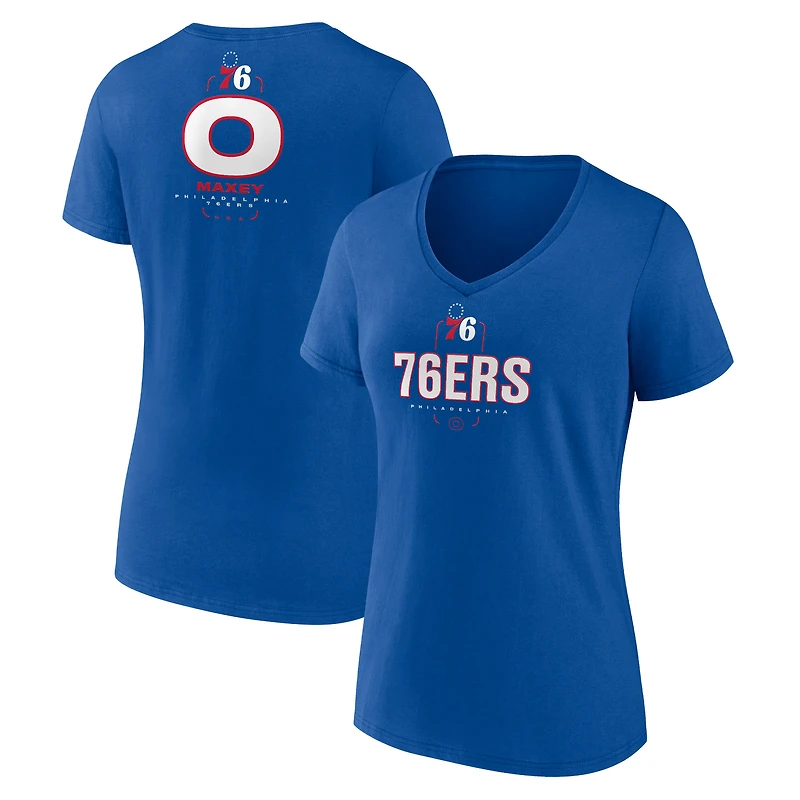 Women's Tyrese Maxey Royal Philadelphia 76ers Behind The Back Name & Number V-Neck T-Shirt