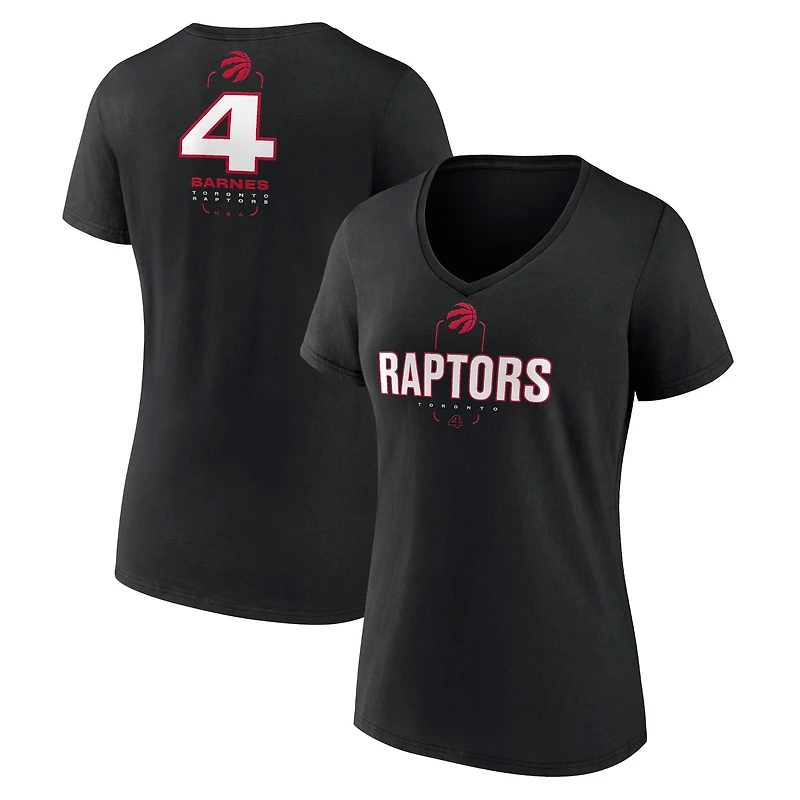 Women's Scottie Barnes Black Toronto Raptors Behind The Back Name & Number V-Neck T-Shirt
