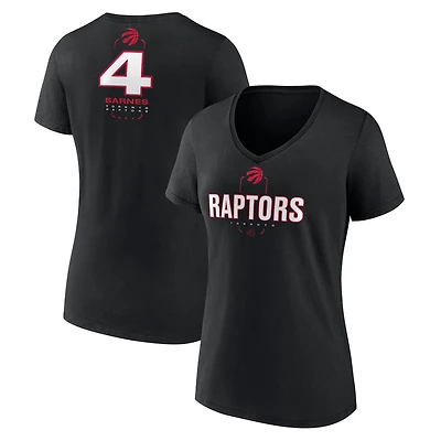 Women's Scottie Barnes Black Toronto Raptors Behind The Back Name & Number V-Neck T-Shirt