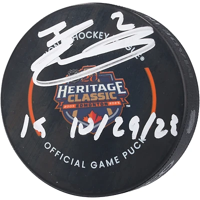 Evan Bouchard Edmonton Oilers Autographed 2023 Heritage Classic Official Game Puck with "1G 10/29/23" Inscription