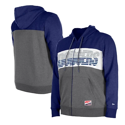Women's New Era Royal Los Angeles Dodgers Plus Size Color Block Full-Zip Hoodie