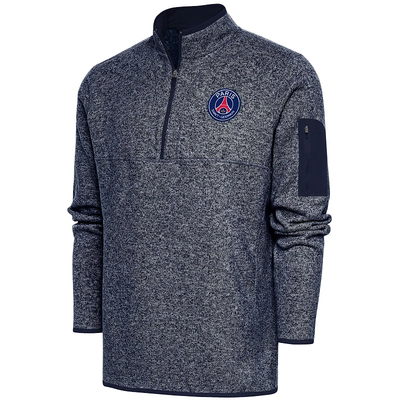 Men's Heather Navy Paris Saint-Germain Elevate Quarter-Zip Pullover