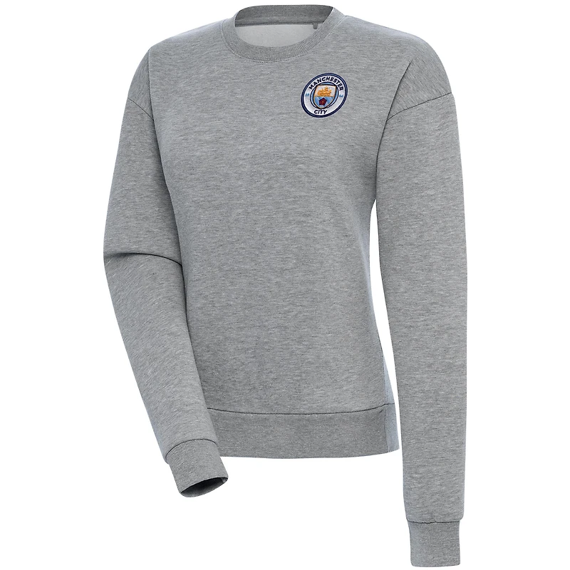 Women's Heather Gray Manchester City Takeover Crewneck Pullover Sweatshirt