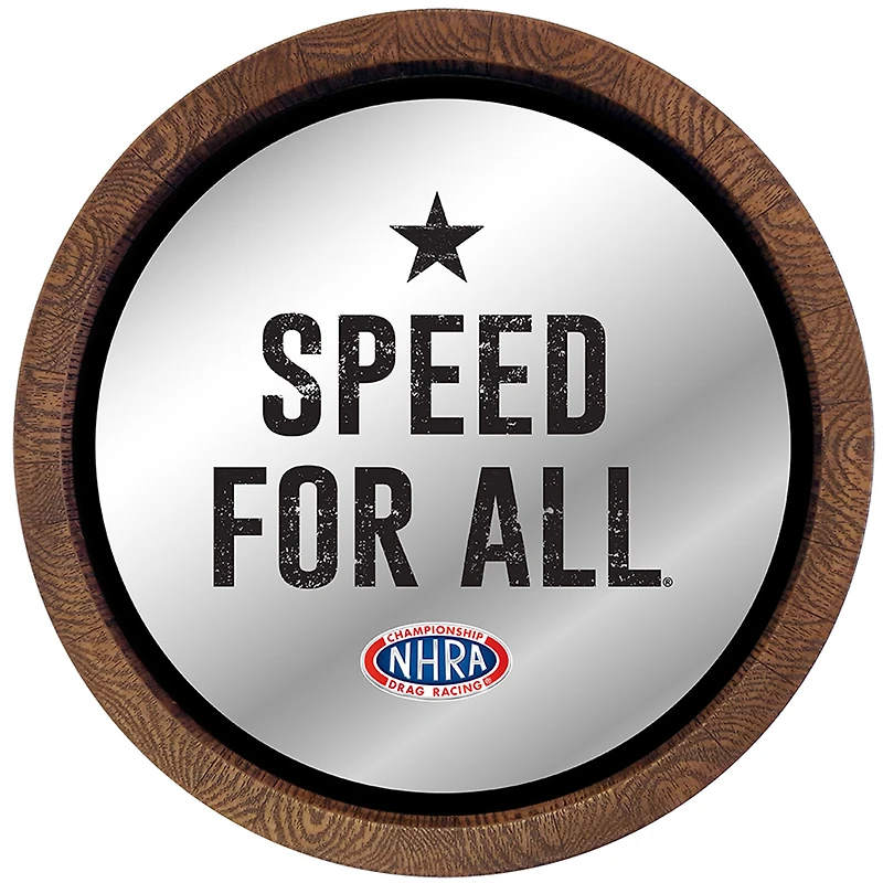 NHRA Speed For All 20.25'' Barrel Top Framed Mirror Sign