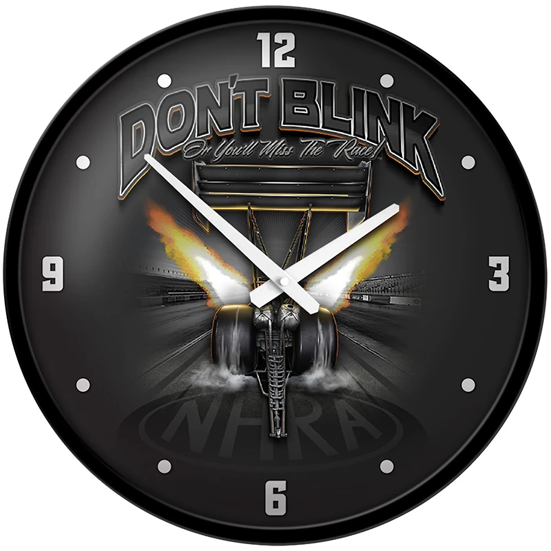 NHRA Don't Blink or You'll Miss the Race 17.5" Modern Disc Wall Clock