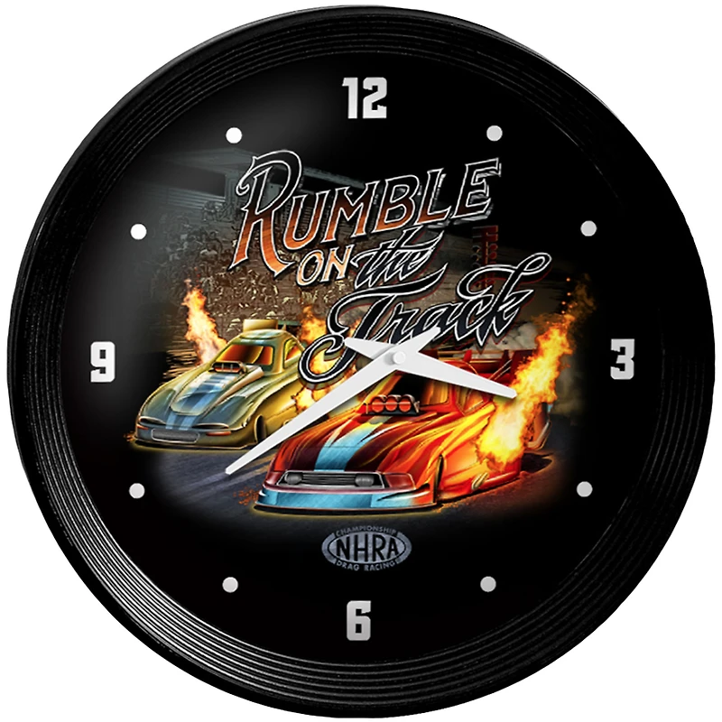 NHRA Rumble on the Track 15" Ribbed Frame Wall Clock