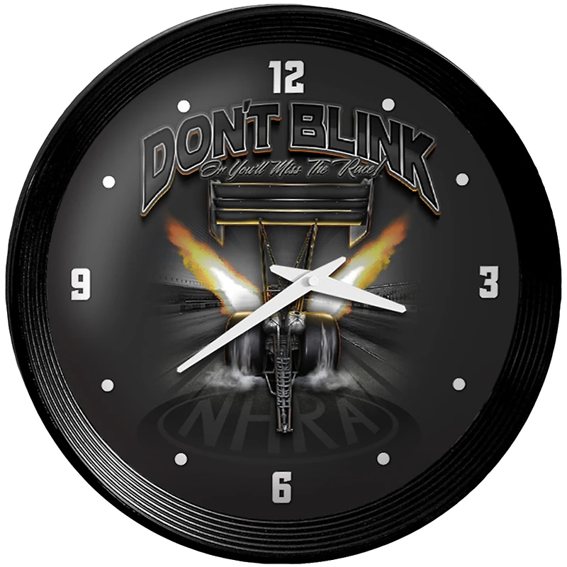 NHRA Don't Blink or You'll Miss the Race 15" Ribbed Frame Wall Clock