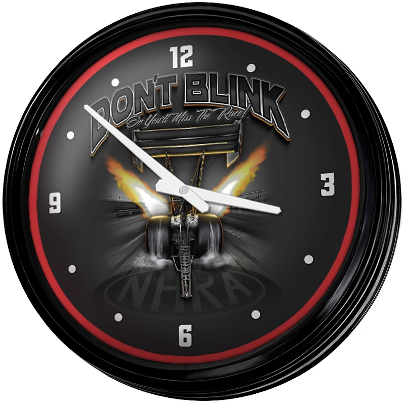 NHRA Don't Blink or You'll Miss the Race 18.75" Retro Lighted Wall Clock