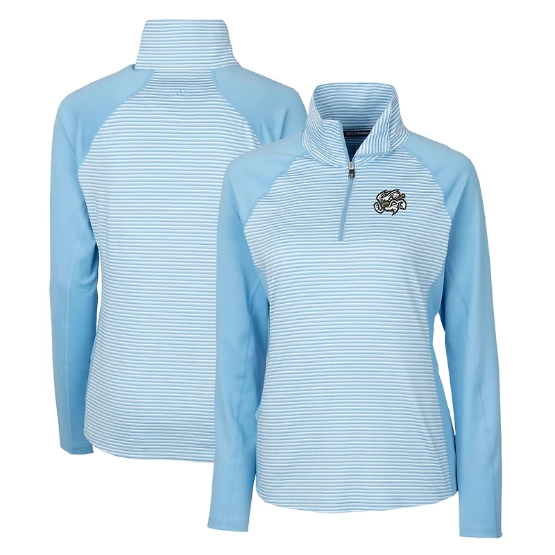 Women's Cutter & Buck Powder Blue Omaha Storm Chasers Forge DryTec Tonal Stripe Stretch Half-Zip Top