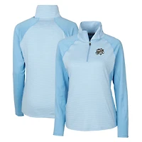 Women's Cutter & Buck  Powder Blue Omaha Storm Chasers Forge DryTec Tonal Stripe Stretch Half-Zip Top