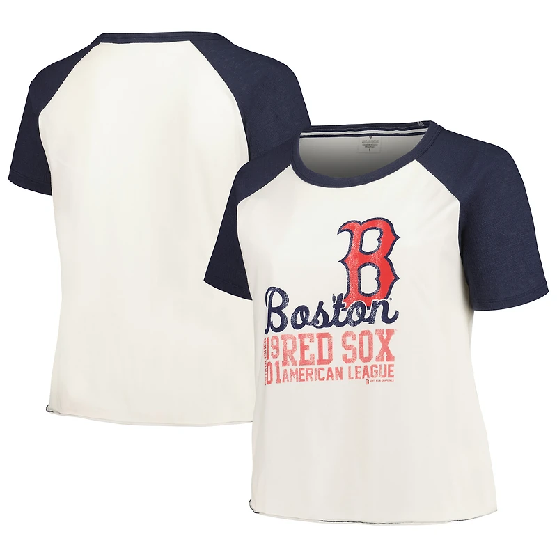 Women's Soft as a Grape White Boston Red Sox Plus Size Baseball Raglan T-Shirt