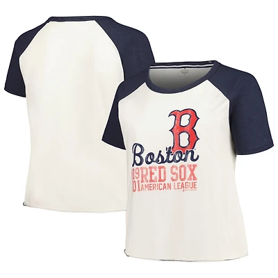 Women's Soft as a Grape White Boston Red Sox Plus Size Baseball Raglan T-Shirt