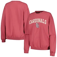 Women's Soft as a Grape Red St. Louis Cardinals Pigment Dye Pullover Sweatshirt