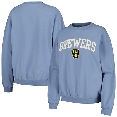 Women's Soft as a Grape Navy Milwaukee Brewers Pigment Dye Pullover Sweatshirt
