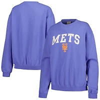 Women's Soft as a Grape Royal New York Mets Pigment Dye Pullover Sweatshirt