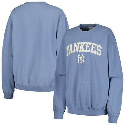 Women's Soft as a Grape Navy New York Yankees Pigment Dye Pullover Sweatshirt
