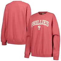 Women's Soft as a Grape Red Philadelphia Phillies Pigment Dye Pullover Sweatshirt