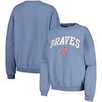 Women's Soft as a Grape Navy Atlanta Braves Pigment Dye Pullover Sweatshirt