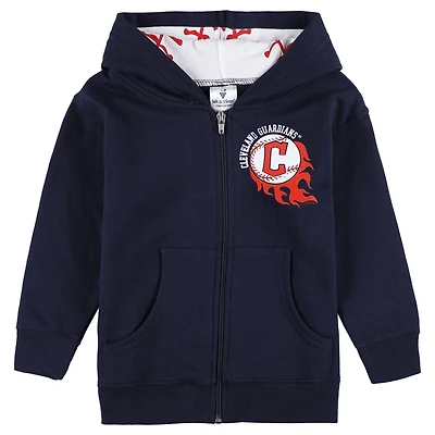 Infant Soft as a Grape Navy Cleveland Guardians Baseball Full-Zip Hoodie