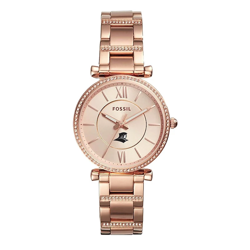 Women's Fossil Rose Gold Providence Friars Carlie Stainless Steel Watch