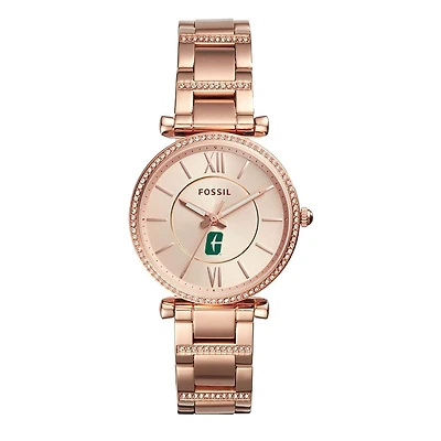 Women's Fossil Rose Gold Charlotte 49ers Carlie Stainless Steel Watch