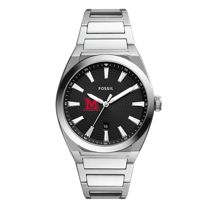 Men's Fossil Miami University RedHawks Everett Stainless Steel Watch