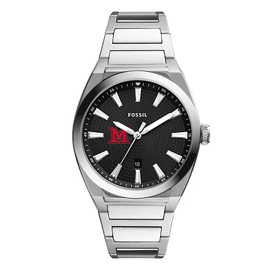 Men's Fossil Miami University RedHawks Everett Stainless Steel Watch