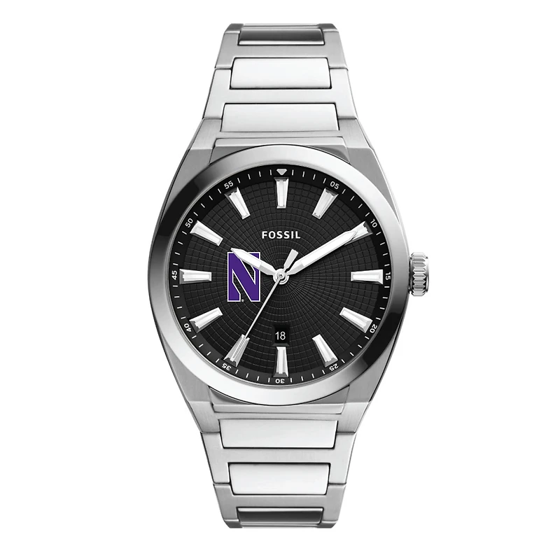 Men's Fossil Northwestern Wildcats Everett Stainless Steel Watch