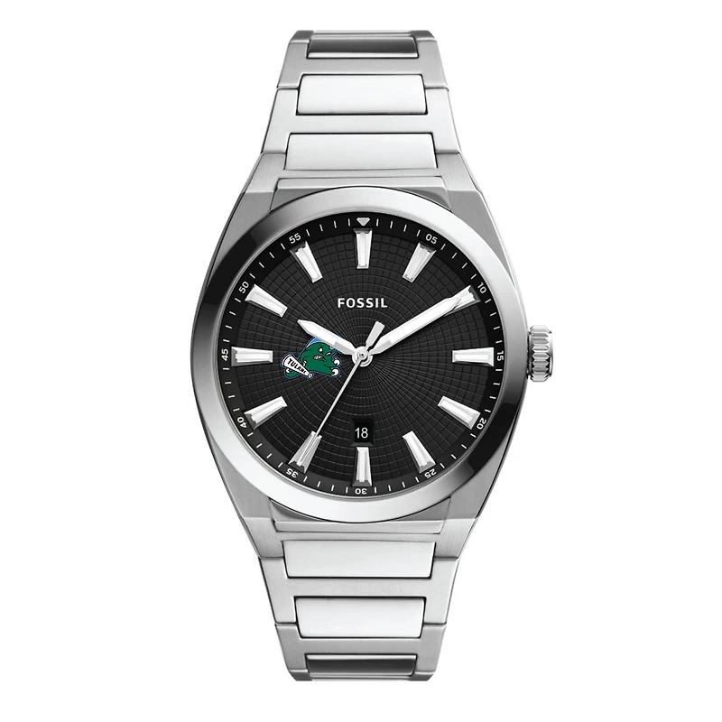 Men's Fossil Tulane Green Wave Everett Stainless Steel Watch