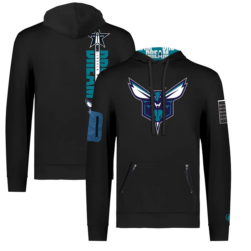 Unisex FISLL x Black History Collection  Black Charlotte Hornets Pullover Hoodie