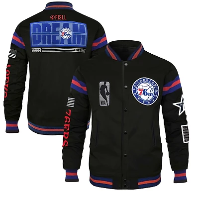Unisex FISLL x Black History Collection  Black Philadelphia 76ers Full-Snap Varsity Jacket