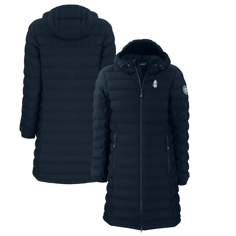 Women's Cutter & Buck Navy Chicago Cubs Cooperstown Collection Mission Ridge Repreve Eco Insulated Long Full-Zip Puffer Jacket