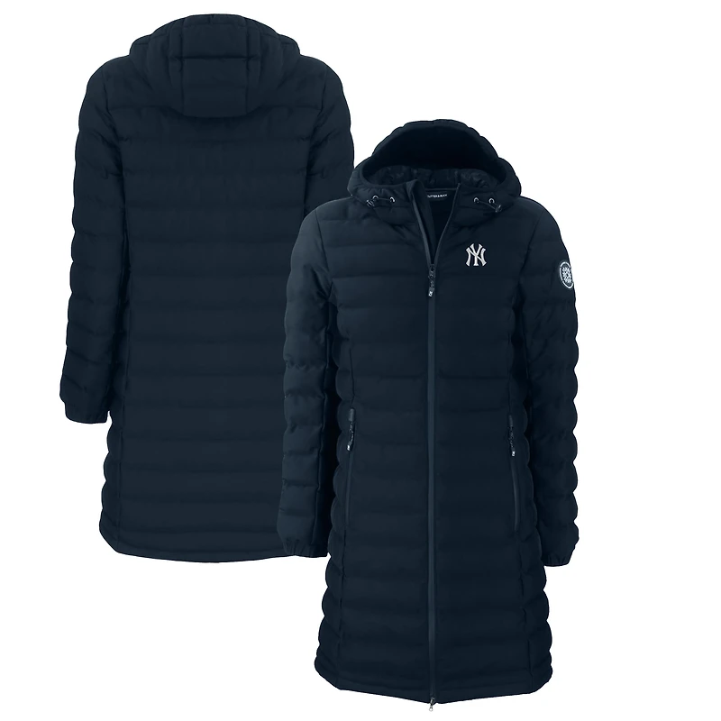 Women's Cutter & Buck Navy New York Yankees Mission Ridge Repreve Eco Insulated Full-Zip Long Puffer Jacket