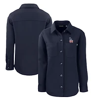 Women's Cutter & Buck Navy Los Angeles Dodgers Americana Roam Eco Knit Full-Snap Shacket