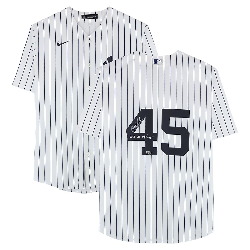 Gerrit Cole New York Yankees Autographed White Nike Replica Jersey with "2023 AL CY Young" Inscription