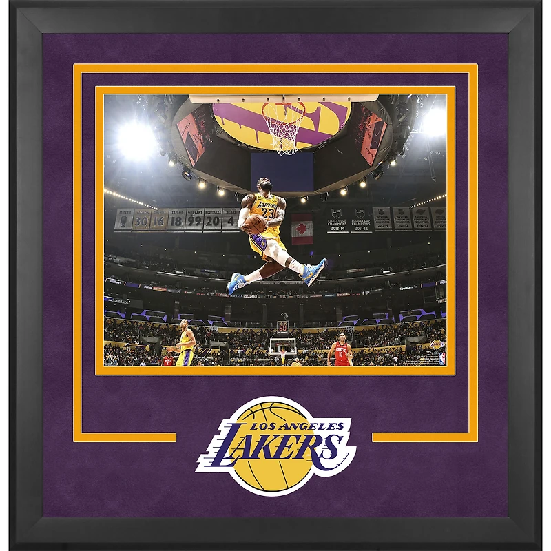 LeBron James Los Angeles Lakers Deluxe Framed 16" x 20" Reverse Dunk Horizontal Photograph