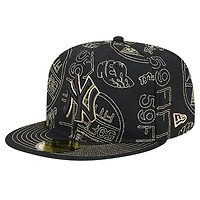 Men's New Era Black New York Yankees 59FIFTY Day Allover Fitted Hat