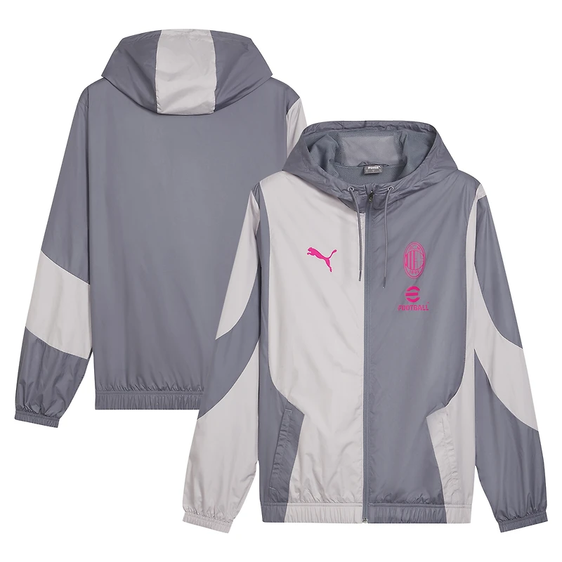 Men's Puma Gray AC Milan 2023/24 Pre-Match Full-Zip Hoodie Jacket