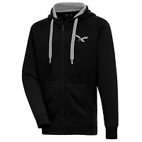 Men's Antigua Black Philadelphia Eagles Throwback Logo Victory Full-Zip Hoodie