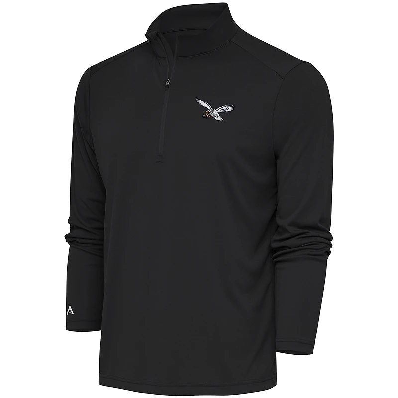 Men's Antigua Philadelphia Eagles Throwback Logo Tribute Quarter-Zip Pullover Top